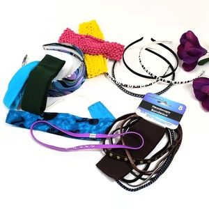 19 Headbands Elastic & Plastic Variety Of Colors